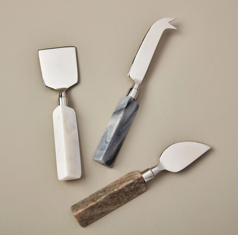 Geometric Marble Triangular Cheese Set