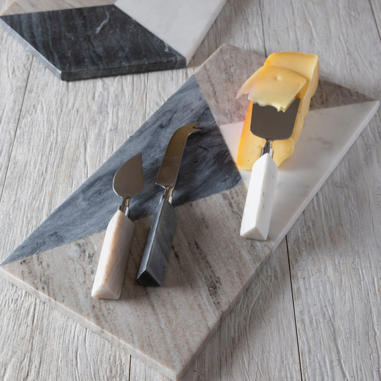 Geometric Marble Triangular Cheese Set