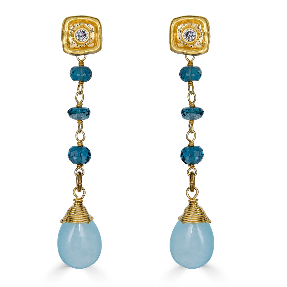 Auqamarine &amp; London Blue Topaz Earrings