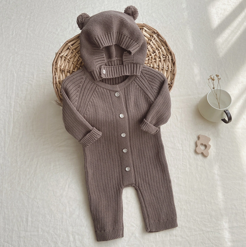 Brown Knitted Suit 2 Piece Set