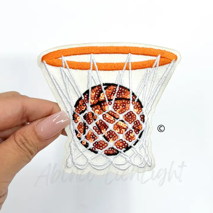 Basketball Hoop Sequin Patch