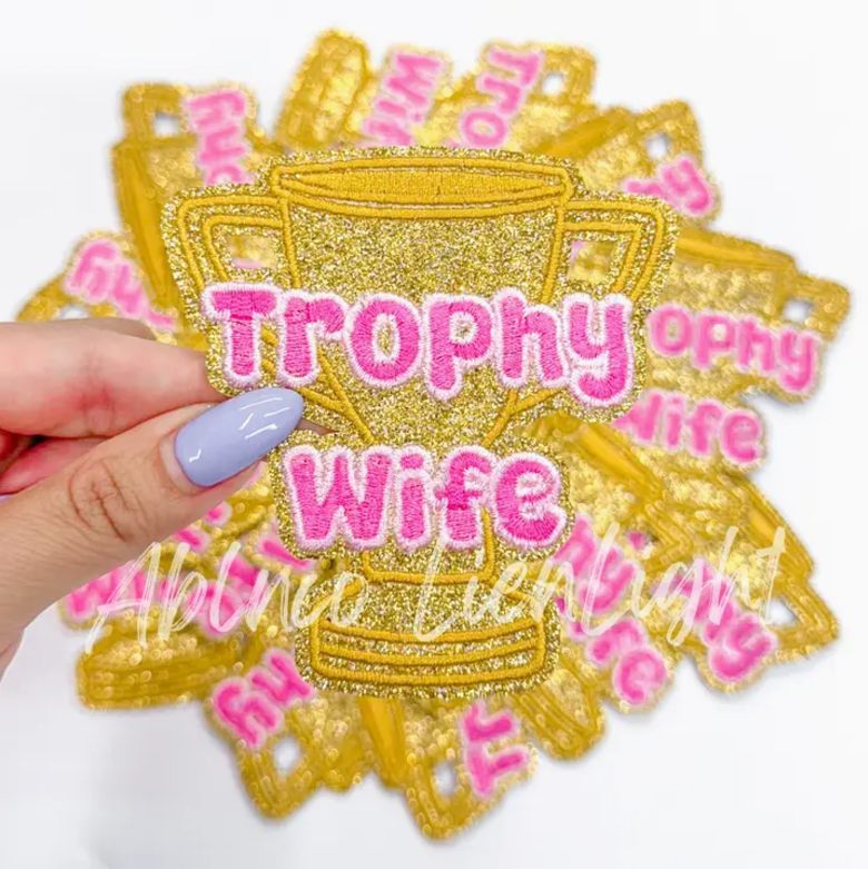 Trophy Wife Glitter Patch Gold