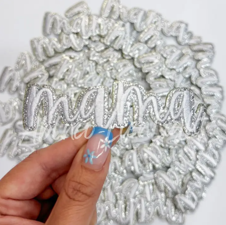 Mama Cursive Glitter Patch