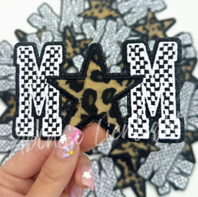 Mom Checkered Cheetah Patch Black