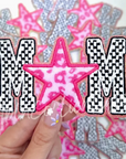 Mom Checkered Cheetah Patch Pink