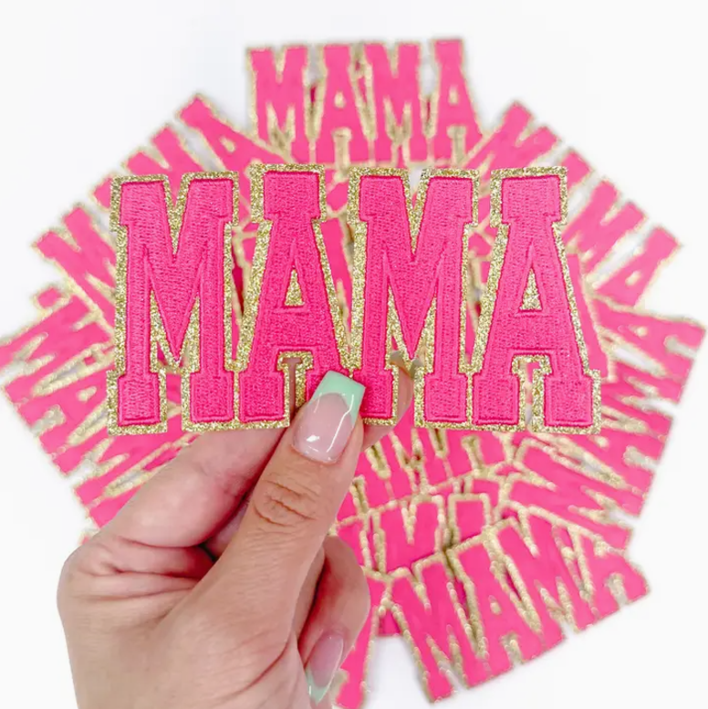 Mama Hot Pink Glitter Patch