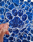 Sequin Paw Print Patch Blue