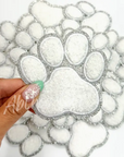 Chenille Paw Print Patch White