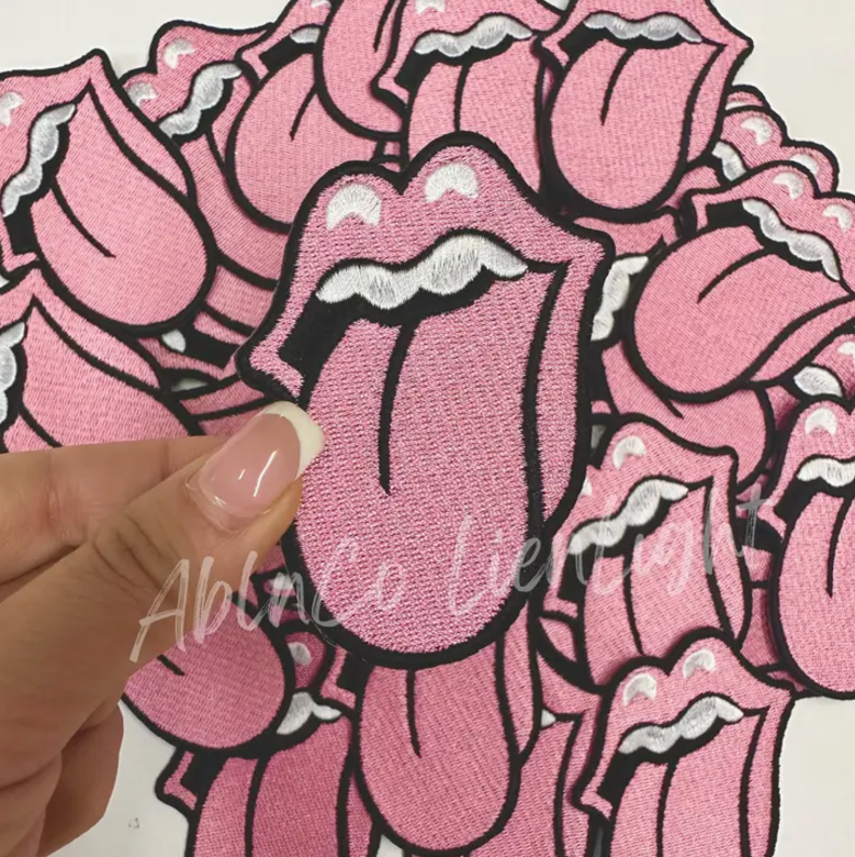 Preppy Pink Rolling Stone Tongue Patch