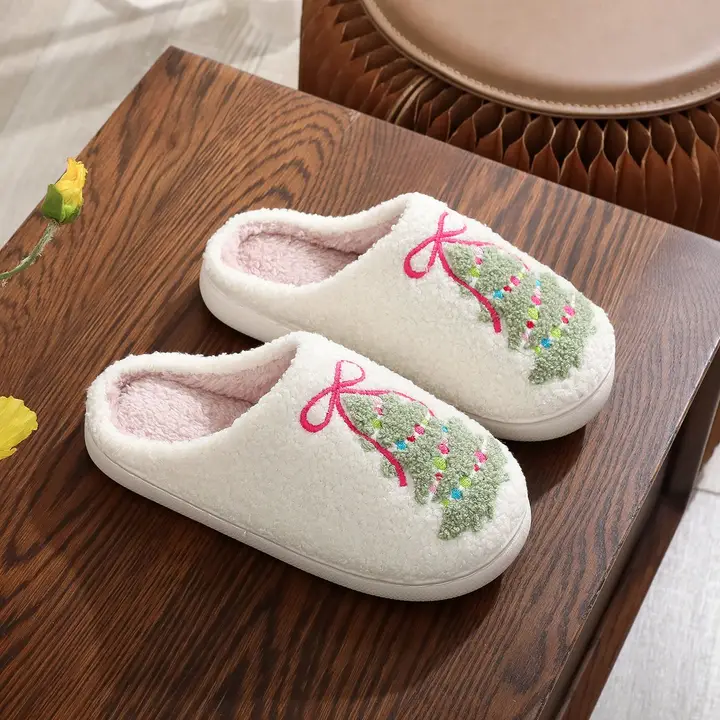 Bow Christmas Tree Slippers