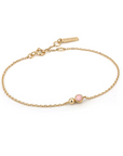 Gold Orb Rose Quartz Chain Bracelet