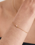 Gold Orb Rose Quartz Chain Bracelet