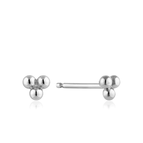 Silver Modern Triple Ball Stud