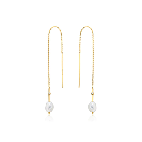Gold Pearl Threader Earrings