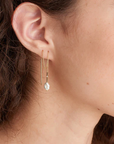 Gold Pearl Threader Earrings