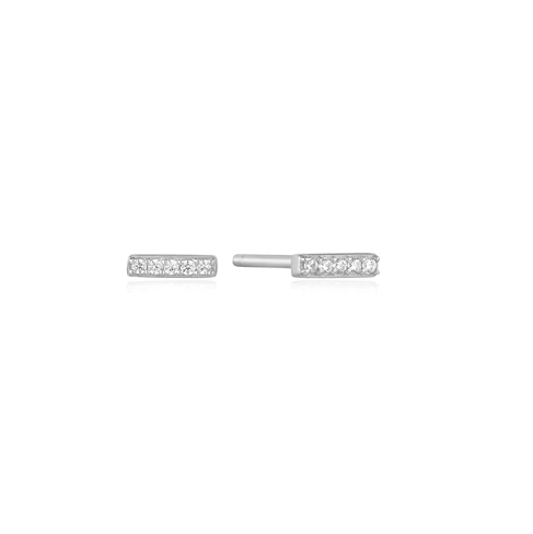Silver Glam Bar Stud Earrings