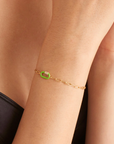Neon Green Enamel Carbiner Gold Bracelet