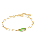 Neon Green Enamel Carbiner Gold Bracelet