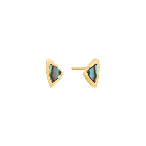 Gold Arrow Abalone Stud Earrings