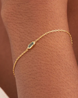 Gold Teal Sparkle Emblem Chain Bracelet
