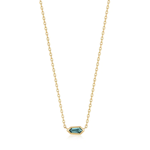Sparkle Emblem Chain Necklace - Teal