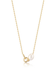Gold Pearl Link Chain Necklace