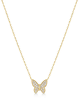 Gold Butterfly Pave Necklace