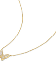 Gold Butterfly Pave Necklace