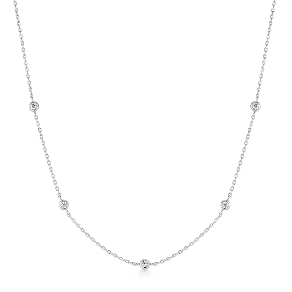 Silver Bezel-set Station Necklace