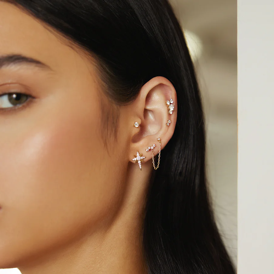 Eight Pointed Star Stude Earrings