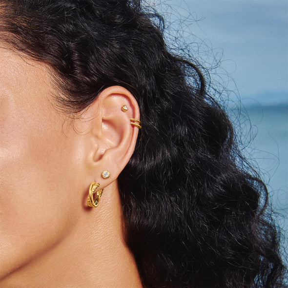 Textured Bezel-set Stud Earrings