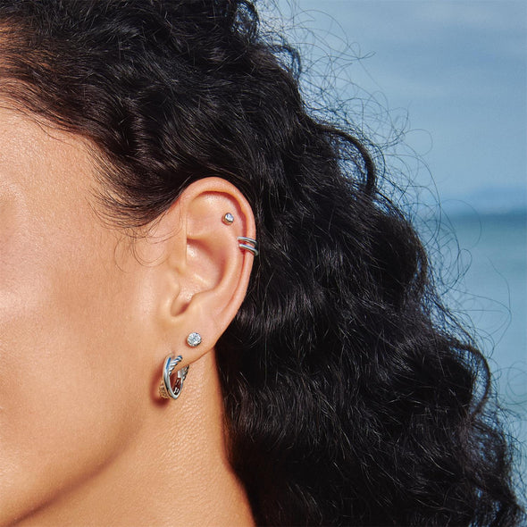 Textured Bezel-set Stud Earrings