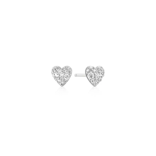 Pave Heart Stud Earrings