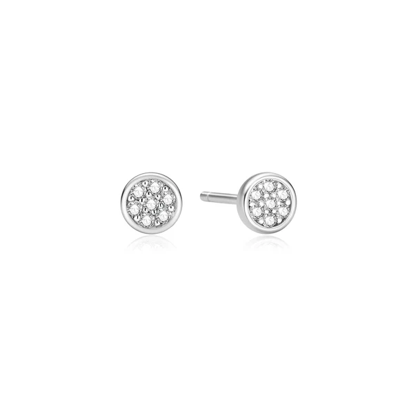 Small Pave Disc Stud Earrings