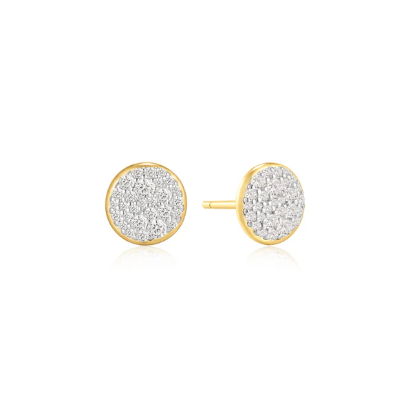 Pave Disc Stud Earrings