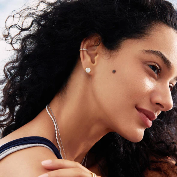 Pave Disc Stud Earrings