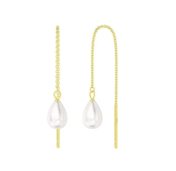 Gold Freshwater Pearl Teardrop Earrings