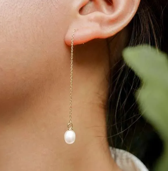 Gold Freshwater Pearl Teardrop Earrings