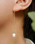Gold Freshwater Pearl Teardrop Earrings