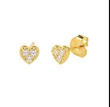 Gold Mini CZ Heart Stud