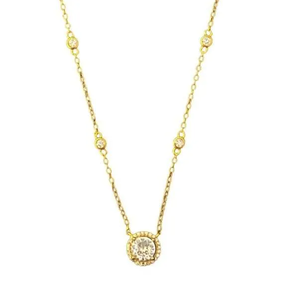 Gold CZ Pendant Necklace