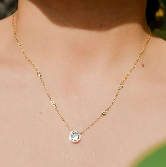 Gold CZ Pendant Necklace