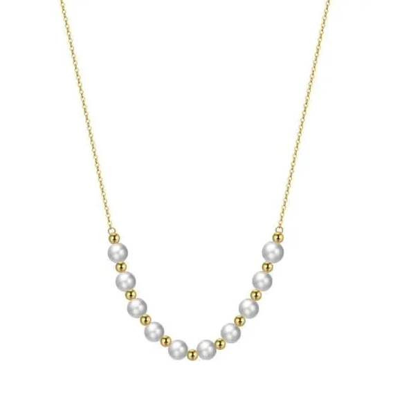 Gold Freshwater Pearl Necklace w/ Beads