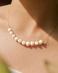 Gold Freshwater Pearl Necklace w/ Beads