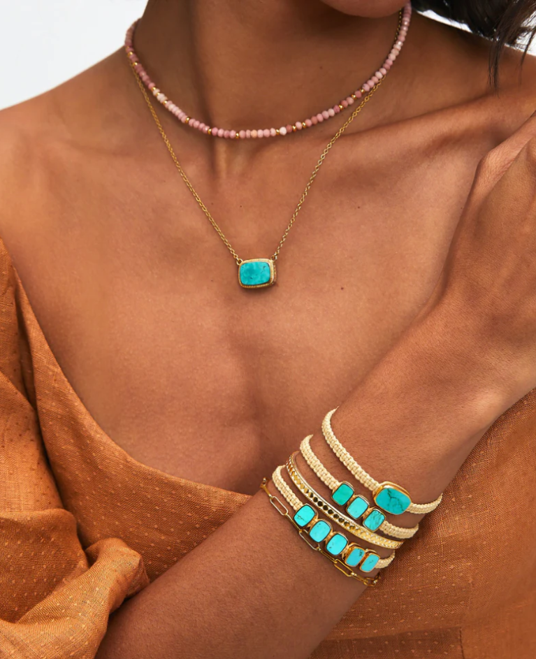 Turquoise Stone Woven Bracelet