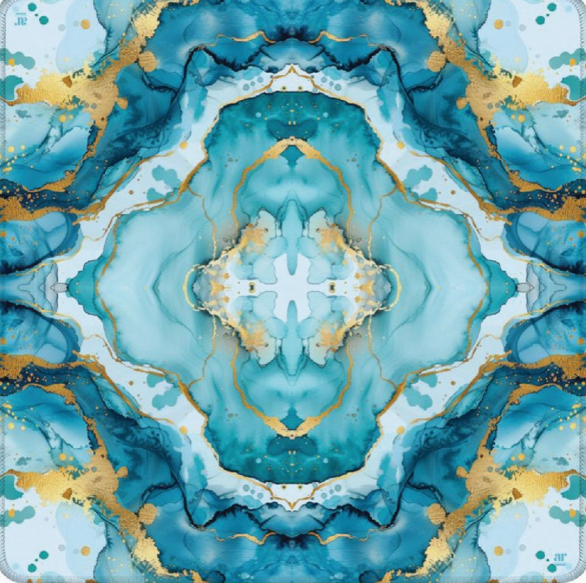 Coastal Aqua Marble Mahjong Mat