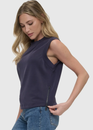 Zipper Detail Scuba Tank Top