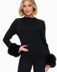 Removable Faux Fur Cuff Sweater