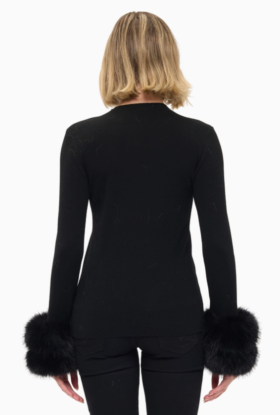 Removable Faux Fur Cuff Sweater