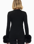Removable Faux Fur Cuff Sweater